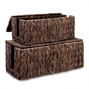 2 Pack Water Hyacinth Floor Cord Covers with Lid, Hand-Woven Cable Management Box, 2 Open Slots Cord Box to to Hide USB Wire, Power Strip & Charger for Home & Office and Dorm, Brown 2 Pack Water Hyacinth Floor Cord Covers with Lid, Hand-Woven Cable Management Box, 2 Open Slots Cord Box to to Hide USB Wire, Power Strip & Charger for Home & Office and Dorm, Brown