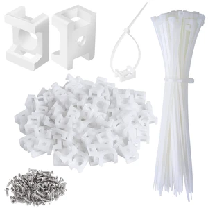 100 Pcs Cable Zip Tie Saddle Type Mounts Base with 8" Cable Ties Tapping Screw, Wire Cable Clips Organizer Holders Clamps White 100 Pcs Cable Zip Tie Saddle Type Mounts Base with 8" Cable Ties Tapping Screw, Wire Cable Clips Organizer Holders Clamps White