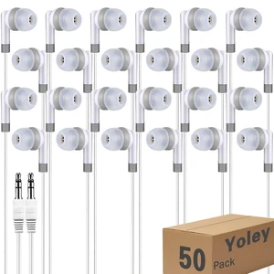 Bulk Earbud Headphones 50 Pack for School Classroom Kids, Wholeslae Wired Durable Earphones Class Set for Students Children Toddler Teens Boys Girls and Adult (White, 50pcs) Bulk Earbud Headphones 50 Pack for School Classroom Kids, Wholeslae Wired Durable Earphones Class Set for Students Children Toddler Teens Boys Girls and Adult (White, 50pcs)