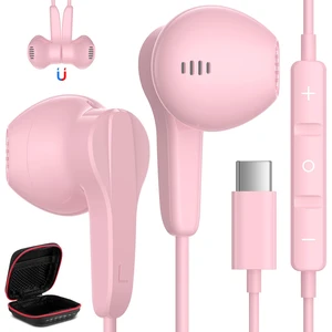 USB C Headphone for iPhone 17 Air 16 15 18 Pro Max Duo Plus/iPad, Pink Type C Earphone with Mic Stereo Magnet Cute USBC Wired Earbud for Samsung Galaxy S26 S25 S24 Ultra A35 S23 Fe S22+ A17/Pixel USB C Headphone for iPhone 17 Air 16 15 18 Pro Max Duo Plus/iPad, Pink Type C Earphone with Mic Stereo Magnet Cute USBC Wired Earbud for Samsung Galaxy S26 S25 S24 Ultra A35 S23 Fe S22+ A17/Pixel