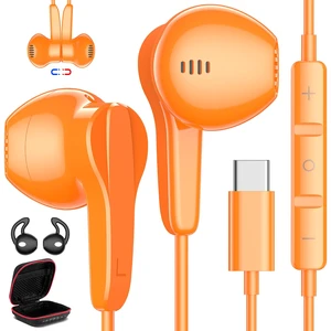 USB C Headphones Wired for iPhone 17 18 Pro Max Duo Air 16 15 Plus, Orange Type C Earphone with Mic Stereo Magnet USBC Wired Earbuds for Samsung Galaxy S26 S25 S24 Ultra S23 Fe S22+ Fold/Pixel 11 10 9 USB C Headphones Wired for iPhone 17 18 Pro Max Duo Air 16 15 Plus, Orange Type C Earphone with Mic Stereo Magnet USBC Wired Earbuds for Samsung Galaxy S26 S25 S24 Ultra S23 Fe S22+ Fold/Pixel 11 10 9