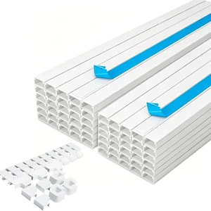 Cord Hider Kits, 1008 in Cord Covers for Wires on Wall, Paintable Cable Cover Raceways, Cable Concealer Raceway for Home and Office, L 64 X 15.75in W 0.94in H 0.55in, White Cord Hider Kits, 1008 in Cord Covers for Wires on Wall, Paintable Cable Cover Raceways, Cable Concealer Raceway for Home and Office, L 64 X 15.75in W 0.94in H 0.55in, White