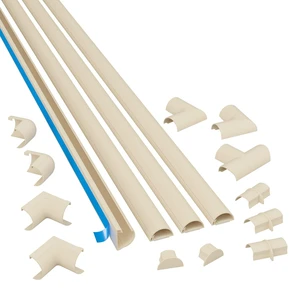 13.12ft Cord Hider Kit, Patented Cable Cover, Hide Wires on Wall, Channel for TV Mount Cords, Raceway Wire Hiders, Paintable, Adhesive, Half Round, 4X 1.18in W x 0.59in H x 39in Lengths, Beige 13.12ft Cord Hider Kit, Patented Cable Cover, Hide Wires on Wall, Channel for TV Mount Cords, Raceway Wire Hiders, Paintable, Adhesive, Half Round, 4X 1.18in W x 0.59in H x 39in Lengths, Beige