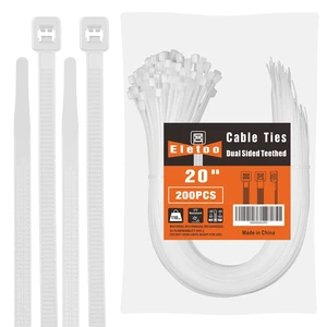 20 inch White Zip Ties Heavy Duty 200 Pack Long Cable Ties 100 LBS Extra Strong, UV Resistant Cable Ties, Clear Zip Ties, Weatherproof, Self-Locking for Indoor and Outdoor 20 inch White Zip Ties Heavy Duty 200 Pack Long Cable Ties 100 LBS Extra Strong, UV Resistant Cable Ties, Clear Zip Ties, Weatherproof, Self-Locking for Indoor and Outdoor
