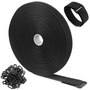 32Ft x 1In Adjustable Cable Straps with Buckles, Free Cut Length, Black Reusable Fastening Cable Ties, Hook and Loop Securing Strap for Cable Tidy, Wire Management, Cord Organiser 32Ft x 1In Adjustable Cable Straps with Buckles, Free Cut Length, Black Reusable Fastening Cable Ties, Hook and Loop Securing Strap for Cable Tidy, Wire Management, Cord Organiser