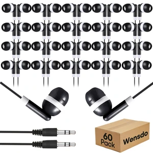 60 Pack Bulk Earbuds Headphones for School Classroom, Wholesale Wired Class Set in-Ear Headphones with 3.5mm Jack for Kids Students Toddler Teens - Individually Bagged (HY01,60 Black) 60 Pack Bulk Earbuds Headphones for School Classroom, Wholesale Wired Class Set in-Ear Headphones with 3.5mm Jack for Kids Students Toddler Teens - Individually Bagged (HY01,60 Black)