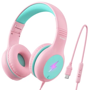 Kids USB C Headphones for School, Safe Listening Wired Over-Ear Headphones with LED Lights, Volume Limiter & Microphone, Foldable Design for iPhone 16/ 17, iPad, Tablet Kids USB C Headphones for School, Safe Listening Wired Over-Ear Headphones with LED Lights, Volume Limiter & Microphone, Foldable Design for iPhone 16/ 17, iPad, Tablet