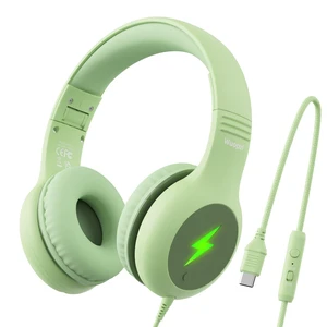 Kids USB C Headphones for School, Safe Listening Wired Over-Ear Headphones with LED Lights, Volume Limiter & Microphone, Foldable Design for iPhone 16/ 17, iPad, Tablet Kids USB C Headphones for School, Safe Listening Wired Over-Ear Headphones with LED Lights, Volume Limiter & Microphone, Foldable Design for iPhone 16/ 17, iPad, Tablet