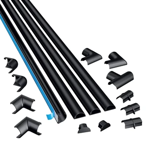 13.12ft Cord Hider Kit, Patented Cable Cover, Hide Wires on Wall, Channel for TV Mount Cords, Raceway Wire Hiders, Paintable, Adhesive, Half Round, 4X 0.78in W x 0.39in H x 39in Lengths, Black 13.12ft Cord Hider Kit, Patented Cable Cover, Hide Wires on Wall, Channel for TV Mount Cords, Raceway Wire Hiders, Paintable, Adhesive, Half Round, 4X 0.78in W x 0.39in H x 39in Lengths, Black