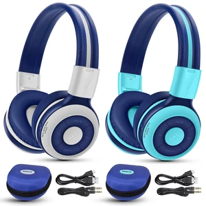 2 Pack Kids Bluetooth Headphones with Share Port, HD Mic for School 75/85/94dB Volume Limit for Toddler Teens, Wireless Headsets w/ USB C Charging for Airplane iPad PC, Durable & Foldable, Case 2 Pack Kids Bluetooth Headphones with Share Port, HD Mic for School 75/85/94dB Volume Limit for Toddler Teens, Wireless Headsets w/ USB C Charging for Airplane iPad PC, Durable & Foldable, Case