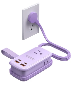 GAN Ultra 65W USB Fast Charging Station, 7 in 1 Travel Power Strip with 3 Outlets 4 USB (2 USB C), Extension Cord 4ft, Cruise Essentials Compatible with MacBook, iPhone,Purple GAN Ultra 65W USB Fast Charging Station, 7 in 1 Travel Power Strip with 3 Outlets 4 USB (2 USB C), Extension Cord 4ft, Cruise Essentials Compatible with MacBook, iPhone,Purple