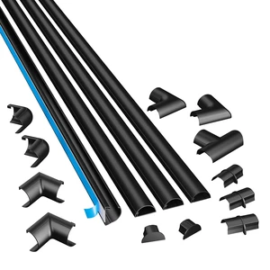 13.12ft Cord Hider Kit, Patented Cable Cover, Hide Wires on Wall, Channel for TV Mount Cords, Raceway Wire Hiders, Paintable, Adhesive, Half Round, 4X 1.18in W x 0.59in H x 39in Lengths, Black 13.12ft Cord Hider Kit, Patented Cable Cover, Hide Wires on Wall, Channel for TV Mount Cords, Raceway Wire Hiders, Paintable, Adhesive, Half Round, 4X 1.18in W x 0.59in H x 39in Lengths, Black