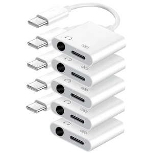 USB C to 3.5mm Headphone Jack and Charger Adapter, 2-in-1 Audio & Fast Charging Splitter for Apple iPhone 17/16/15/Pro/Pro Max, iPad, Samsung, Pixel, and More 5Pack USB C to 3.5mm Headphone Jack and Charger Adapter, 2-in-1 Audio & Fast Charging Splitter for Apple iPhone 17/16/15/Pro/Pro Max, iPad, Samsung, Pixel, and More 5Pack