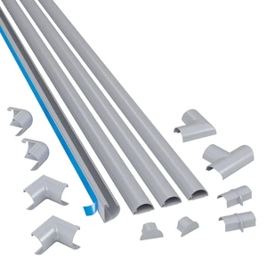 13.12ft Cord Hider Kit, Patented Cable Cover, Hide Wires on Wall, Channel for TV Mount Cords, Raceway Wire Hiders, Paintable, Adhesive, Half Round, 4X 1.18in W x 0.59in H x 39in Lengths, Gray 13.12ft Cord Hider Kit, Patented Cable Cover, Hide Wires on Wall, Channel for TV Mount Cords, Raceway Wire Hiders, Paintable, Adhesive, Half Round, 4X 1.18in W x 0.59in H x 39in Lengths, Gray