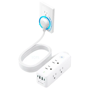 360 Rotating Plug Surge Protector Power Strip with USB C PD20W, White 6 Widely Spaced Outlets, 1440J Surge Protection, Wall-Mountable Design, 10ft Flat Extension Cord for Home Office Dormitory 360 Rotating Plug Surge Protector Power Strip with USB C PD20W, White 6 Widely Spaced Outlets, 1440J Surge Protection, Wall-Mountable Design, 10ft Flat Extension Cord for Home Office Dormitory