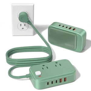 Portable Travel Power Strip with PD20W 7-in-1 Fast Charging 5 USB Ports 2500W AC Outlets 5FT Flat Plug Extension Cord for Home Office Travel Portable Travel Power Strip with PD20W 7-in-1 Fast Charging 5 USB Ports 2500W AC Outlets 5FT Flat Plug Extension Cord for Home Office Travel