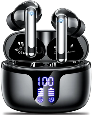 Wireless Earbuds, Bluetooth 5.4 ear buds with 4 ENC Noise Cancelling Mics, with 48H Playtime Bluetooth Earbuds, IPX7 Waterproof Workout earbuds,HiFi Sound LED Display Headphones Black for iOS Android Wireless Earbuds, Bluetooth 5.4 ear buds with 4 ENC Noise Cancelling Mics, with 48H Playtime Bluetooth Earbuds, IPX7 Waterproof Workout earbuds,HiFi Sound LED Display Headphones Black for iOS Android