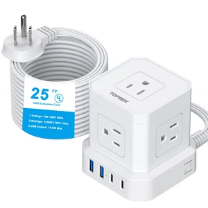 Power Strip 25 FT Extra Long Extension Cord Flat Plug Surge Protector (700J) with 5 Outlets, 2 USB-C, 2 USB-A for Apartment, Home Office, Recreational Vehicle Power Strip 25 FT Extra Long Extension Cord Flat Plug Surge Protector (700J) with 5 Outlets, 2 USB-C, 2 USB-A for Apartment, Home Office, Recreational Vehicle