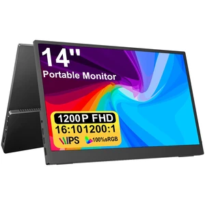 14" Portable Monitor Touchscreen, 1200P FHD IPS Travel Monitor with Tempered Glass, 10-Point Touch, Dual Speakers & Kickstand, USB-C HDMI External Monitor for Laptop MacBook Phone PS5 Switch 14" Portable Monitor Touchscreen, 1200P FHD IPS Travel Monitor with Tempered Glass, 10-Point Touch, Dual Speakers & Kickstand, USB-C HDMI External Monitor for Laptop MacBook Phone PS5 Switch