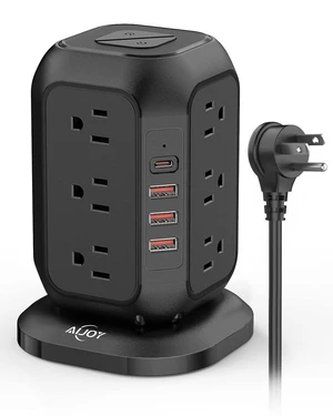 Power Strip Tower with USB Ports- Surge Protector with 12 AC Outlet and 4 USB Ports, 10 Ft Extension Cord with Multiple Outlets, Charging Station with Overload Protection, for Home Office Dorm Power Strip Tower with USB Ports- Surge Protector with 12 AC Outlet and 4 USB Ports, 10 Ft Extension Cord with Multiple Outlets, Charging Station with Overload Protection, for Home Office Dorm