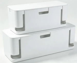 2 Pack Cable Management Box, Medium & XL, Power Strip Organizer White Hidden Rear Cable Routing, Durable ABS Construction, Fits Power Strips Up to 13.4", Ideal for Desks, TV Areas & Floor Corners 2 Pack Cable Management Box, Medium & XL, Power Strip Organizer White Hidden Rear Cable Routing, Durable ABS Construction, Fits Power Strips Up to 13.4", Ideal for Desks, TV Areas & Floor Corners