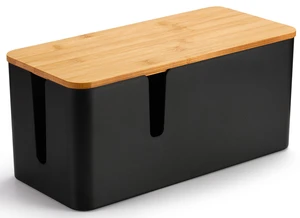 Large Cable Management Box, Thick ABS Power Strip Organizer, Black Extra-Tall Design for Oversized Adapters, Natural Bamboo Lid, Fits Power Strips Up to 12.5" Long, Ideal for Desks, TV Areas Large Cable Management Box, Thick ABS Power Strip Organizer, Black Extra-Tall Design for Oversized Adapters, Natural Bamboo Lid, Fits Power Strips Up to 12.5" Long, Ideal for Desks, TV Areas
