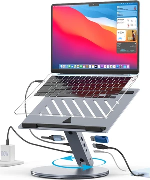 Laptop Stand for Desk, 360° Rotating & Height Adjustable Ergonomic Computer Riser with Aluminum Cooling Vents for 10-16 inch MacBook, Dell, Lenovo (Grey, USB-C Docking Station) Laptop Stand for Desk, 360° Rotating & Height Adjustable Ergonomic Computer Riser with Aluminum Cooling Vents for 10-16 inch MacBook, Dell, Lenovo (Grey, USB-C Docking Station)