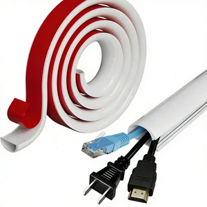Cord Hider Wall for 2-3 Cables, 39" Self Adhesive Silicone Cord Covers for Wires On Wall, Flexible Wire Covers for Cords On Wall, Cable Cover Raceway for Home, Office, White (1.06" W x 0.5" H) Cord Hider Wall for 2-3 Cables, 39" Self Adhesive Silicone Cord Covers for Wires On Wall, Flexible Wire Covers for Cords On Wall, Cable Cover Raceway for Home, Office, White (1.06" W x 0.5" H)