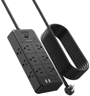 4000J Surge Protector Power Strip, 10 FT Long Extension Cord with 12 Outlets & 4 USB Ports (2 USB C), 3 Side Multiple Outlet Extender, Wall Mounted for Home Office 4000J Surge Protector Power Strip, 10 FT Long Extension Cord with 12 Outlets & 4 USB Ports (2 USB C), 3 Side Multiple Outlet Extender, Wall Mounted for Home Office