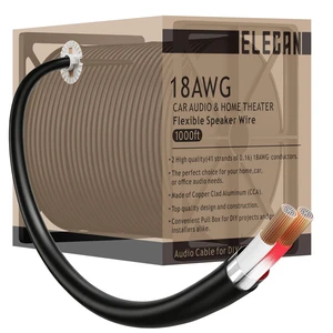 18 Gauge 2 Conductor Speaker Wire 1000 Ft Easy-Pull Box, 18 AWG CCA CL2 Low Voltage Parallel DC Hookup Alarm Cable, Outdoor UV Resistant in-Wall for LED Security Systems Home Theater Car Audio-Black 18 Gauge 2 Conductor Speaker Wire 1000 Ft Easy-Pull Box, 18 AWG CCA CL2 Low Voltage Parallel DC Hookup Alarm Cable, Outdoor UV Resistant in-Wall for LED Security Systems Home Theater Car Audio-Black