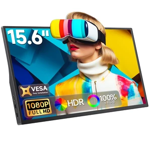15.6" Portable Monitor 1080P FHD IPS, 250 Nits Brightness, Adjustable Kickstand with VESA Mount, USB-C HDMI, Dual Speakers, Ultra-Slim Travel Laptop Second Screen for Phone PC PS5 15.6" Portable Monitor 1080P FHD IPS, 250 Nits Brightness, Adjustable Kickstand with VESA Mount, USB-C HDMI, Dual Speakers, Ultra-Slim Travel Laptop Second Screen for Phone PC PS5