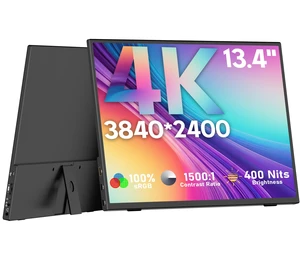 4K Portable Monitor, 13.4" 3840 * 2400 IPS Portable Monitor for Laptop, Slim Lightweight HDR Travel Screen USB-C HDMI w/Smart Cover for Laptop PS5/4 Xbox 4K Portable Monitor, 13.4" 3840 * 2400 IPS Portable Monitor for Laptop, Slim Lightweight HDR Travel Screen USB-C HDMI w/Smart Cover for Laptop PS5/4 Xbox
