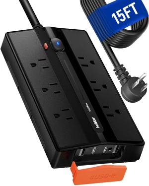 Outdoor Power Strip Weatherproof, 6 Outlet 4 USB 15FT Extension Cord Wide Spaced Outlets for Bulky Plugs, IPX6 Waterproof, 1625W/13A, 2 USB C & 2 USB A, Wall Mount for Patio,Home, UL Listed Outdoor Power Strip Weatherproof, 6 Outlet 4 USB 15FT Extension Cord Wide Spaced Outlets for Bulky Plugs, IPX6 Waterproof, 1625W/13A, 2 USB C & 2 USB A, Wall Mount for Patio,Home, UL Listed