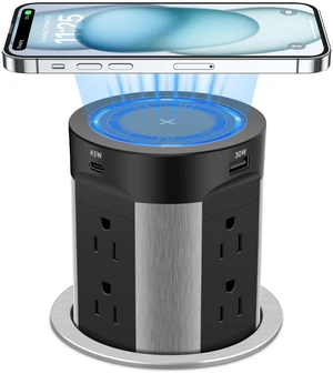 Pop Up Outlet for Countertop, PD45W 4 USB/8 Outlets/Wireless Charger 4-inch Flush Mount Island Kitchen Pop Out,15A Tamper Resistant Electrical Outlet -Space-Saving Recessed Design,1875W Pop Up Outlet for Countertop, PD45W 4 USB/8 Outlets/Wireless Charger 4-inch Flush Mount Island Kitchen Pop Out,15A Tamper Resistant Electrical Outlet -Space-Saving Recessed Design,1875W