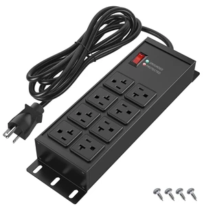 Heavy Duty Power Strip 20 Amp, 12 Gauge Surge Protector, 10FT 2500W Extension Cord with Multiple Outlets,8 Outlets Wall Mount for Garage, Workshop, Industrial Shop,2500J Heavy Duty Power Strip 20 Amp, 12 Gauge Surge Protector, 10FT 2500W Extension Cord with Multiple Outlets,8 Outlets Wall Mount for Garage, Workshop, Industrial Shop,2500J