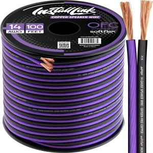 14 AWG Gauge Speaker Wire (100 Feet) Car or Home Theater (OFC) Pure OFC Copper, 14/2 Speaker Cable, 2-Conductor, Frosted Purple/Black, Easy Strip, Polarity ID, for Car Audio & Home Stereo 14 AWG Gauge Speaker Wire (100 Feet) Car or Home Theater (OFC) Pure OFC Copper, 14/2 Speaker Cable, 2-Conductor, Frosted Purple/Black, Easy Strip, Polarity ID, for Car Audio & Home Stereo