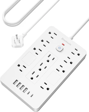 6FT Flat Plug Surge Protector Power Strip with 11 Outlets&6 USB Ports 2 Pack 6FT Flat Plug Extension Cord Power Strip with 11 AC(1850W/15A/14AWG) &6 USB Ports(2 USB C),Wall Mount, ETL 6FT Flat Plug Surge Protector Power Strip with 11 Outlets&6 USB Ports 2 Pack 6FT Flat Plug Extension Cord Power Strip with 11 AC(1850W/15A/14AWG) &6 USB Ports(2 USB C),Wall Mount, ETL