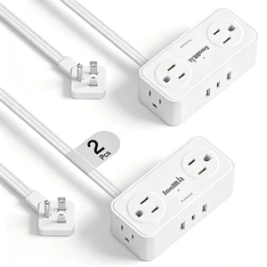 2 Pcs 3.3FT Flat Plug Extension Cord Indoor,Power Strip with USB C Small Power Strip with 4 Multiple Outlets and 3 Outlet Extender for Home, OfficeDorm, TravelCruise Eessentials, White 2 Pcs 3.3FT Flat Plug Extension Cord Indoor,Power Strip with USB C Small Power Strip with 4 Multiple Outlets and 3 Outlet Extender for Home, OfficeDorm, TravelCruise Eessentials, White