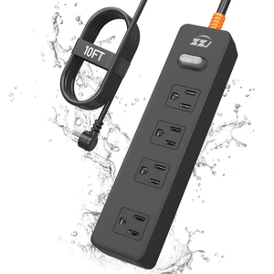 Outdoor Power Strip Weatherproof, 10FT Extension Cord with 4 Outlets 1625W/13A, IPX6 Waterproof, Electric Shockproof & Overload Protection, Wall Mountable for Pool, Christmas Lights, Camping, RV Outdoor Power Strip Weatherproof, 10FT Extension Cord with 4 Outlets 1625W/13A, IPX6 Waterproof, Electric Shockproof & Overload Protection, Wall Mountable for Pool, Christmas Lights, Camping, RV