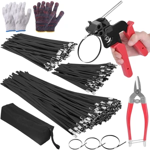 400PCS Metal Zip Ties Gun Kit, 6/8/12 Inch Heavy Duty Metal Zip Ties, Multi-Purpose Self-Locking Cable Tie Tool Set for Vehicles Farms Plants Fences Pipe Bundling, Scissors 400PCS Metal Zip Ties Gun Kit, 6/8/12 Inch Heavy Duty Metal Zip Ties, Multi-Purpose Self-Locking Cable Tie Tool Set for Vehicles Farms Plants Fences Pipe Bundling, Scissors
