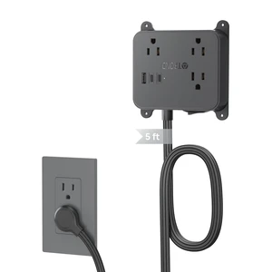 Ultra Thin Flat Extension Cord, 5 FT Flat Plug Power Strip with 3 USB 3 AC Outlets Desktop Charging Station, Wall Mount Low Profile Power Strip for Home, Bedroom, Dorm Room Essentials Ultra Thin Flat Extension Cord, 5 FT Flat Plug Power Strip with 3 USB 3 AC Outlets Desktop Charging Station, Wall Mount Low Profile Power Strip for Home, Bedroom, Dorm Room Essentials