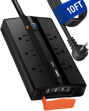 Outdoor Power Strip Weatherproof, 6 Outlet 4 USB 10FT Extension Cord Wide Spaced Outlets for Bulky Plugs, IPX6 Waterproof, 1625W/13A, 2 USB C & 2 USB A, Wall Mount for Patio,Home, UL Listed Outdoor Power Strip Weatherproof, 6 Outlet 4 USB 10FT Extension Cord Wide Spaced Outlets for Bulky Plugs, IPX6 Waterproof, 1625W/13A, 2 USB C & 2 USB A, Wall Mount for Patio,Home, UL Listed