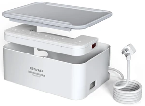 Power Strips with Cable Management Box, Surge Protector, White Cord Organizer with 8 Outlets 3 USB Ports Switch Control, 6.6 ft Plug Extension Cord, Charging Station for Dorm, Office, Home Power Strips with Cable Management Box, Surge Protector, White Cord Organizer with 8 Outlets 3 USB Ports Switch Control, 6.6 ft Plug Extension Cord, Charging Station for Dorm, Office, Home