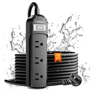 Outdoor Power Strip IPX6 Weatherproof 3 Outlets 15FT Extension Cord 3 Wide-Spaced Outlets for Outdoors 15FT, On/Off Switch, ETL Listed, Wall Mountable, Flame Retardant for Patio Garden Outdoor Power Strip IPX6 Weatherproof 3 Outlets 15FT Extension Cord 3 Wide-Spaced Outlets for Outdoors 15FT, On/Off Switch, ETL Listed, Wall Mountable, Flame Retardant for Patio Garden