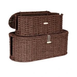 Set of 2 Cable Management Box, Handwoven Cord Hider Box with 3 Open Slots Cable Organizer Box with Lockable Lid, Cord Storage Box to Hide Power Strip, Router, USB Hub, TV Wires for Home, Office Set of 2 Cable Management Box, Handwoven Cord Hider Box with 3 Open Slots Cable Organizer Box with Lockable Lid, Cord Storage Box to Hide Power Strip, Router, USB Hub, TV Wires for Home, Office