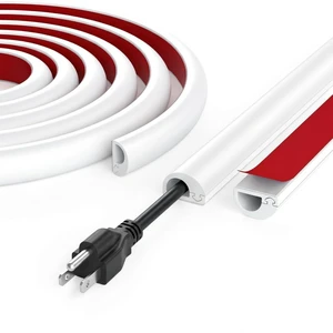 Cord Hider Wall for 1-2 Cables, 78" Self Adhesive Silicone Cord Covers for Wires On Wall, Flexible Wire Covers for Cords On Wall, Cable Cover Raceway for Home, Office, White (0.6" W x 0.47" H) Cord Hider Wall for 1-2 Cables, 78" Self Adhesive Silicone Cord Covers for Wires On Wall, Flexible Wire Covers for Cords On Wall, Cable Cover Raceway for Home, Office, White (0.6" W x 0.47" H)