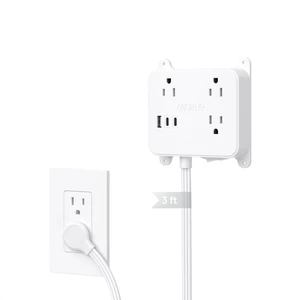 3FT Short Extension Cord, Ultra Thin Flat Plug Power Strip with USB 3 AC Widely Spaced Outlets, 2 USB C and 1 USB A, Wall Mount Power Cord for Furniture, Screw on Wall Outlet behind TV, Cabinet 3FT Short Extension Cord, Ultra Thin Flat Plug Power Strip with USB 3 AC Widely Spaced Outlets, 2 USB C and 1 USB A, Wall Mount Power Cord for Furniture, Screw on Wall Outlet behind TV, Cabinet