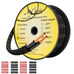 16/2 Speaker Wire 100 Feet, 16AWG Gauge Speaker Cable, Direct Burial, Durable Nylon Braided, in Wall, 2 Conductors, OFC Oxygen-Free Copper, for Car Audio Stereos, Home Theater, Surround Sound, Radio 16/2 Speaker Wire 100 Feet, 16AWG Gauge Speaker Cable, Direct Burial, Durable Nylon Braided, in Wall, 2 Conductors, OFC Oxygen-Free Copper, for Car Audio Stereos, Home Theater, Surround Sound, Radio
