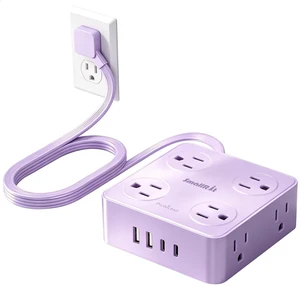 Extension Cord with Multiple Outlets, Flat Plug Power Strip, 6.5FT Power Strips with USB Ports, 8 Outlets, Outlets Extender for Home Office, Purple Extension Cord with Multiple Outlets, Flat Plug Power Strip, 6.5FT Power Strips with USB Ports, 8 Outlets, Outlets Extender for Home Office, Purple