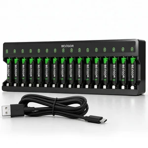 Rechargeable AAA Batteries with Charger, 16 Pack 1100mAh Low Self Discharge Triple A Batteries with 16 Bay AA AAA Smart Battery Charger for Ni-MH Ni-CD, Independent Slot Rechargeable AAA Batteries with Charger, 16 Pack 1100mAh Low Self Discharge Triple A Batteries with 16 Bay AA AAA Smart Battery Charger for Ni-MH Ni-CD, Independent Slot
